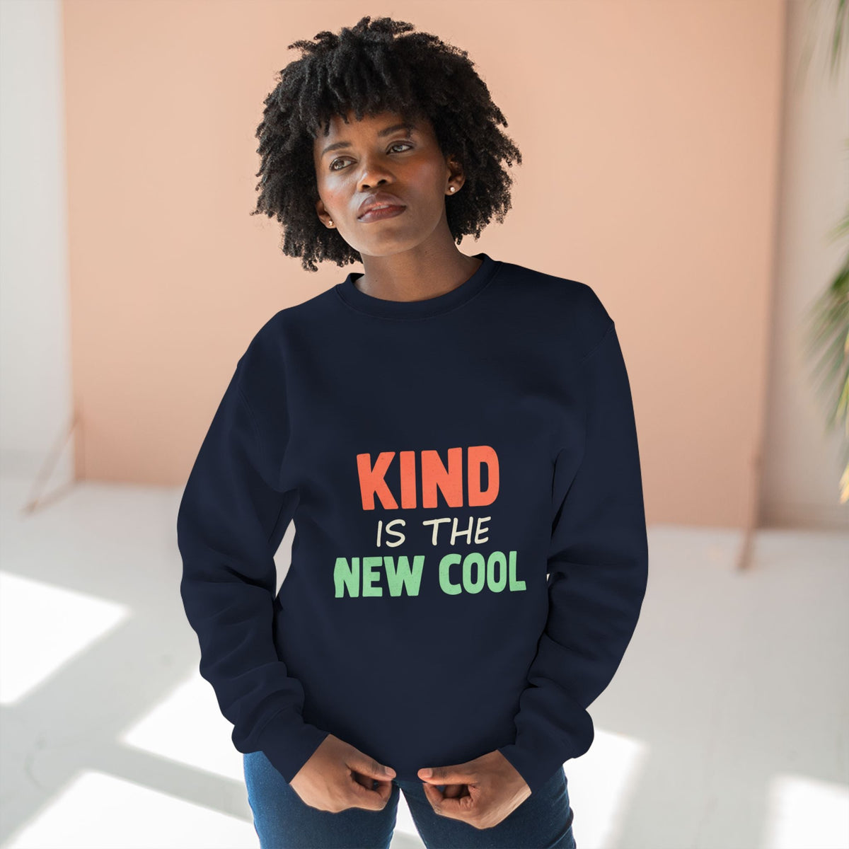 Kind Is the New Cool Crewneck Sweatshirt - Kindcore ComfortsKind Is the New Cool Crewneck SweatshirtNavySweatshirtPrintifyKindcore Comforts26517992175520480961