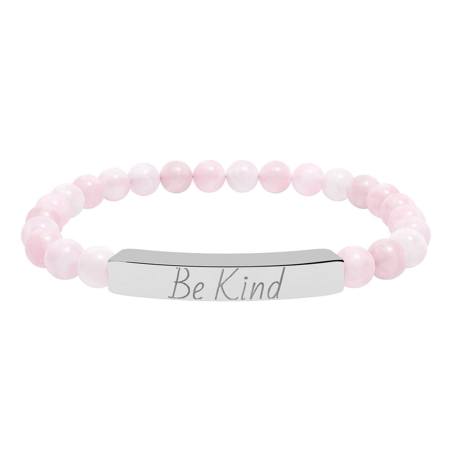 Natural Stone Motivational Bracelet - 'Be Kind' Engraved Stretch Bar