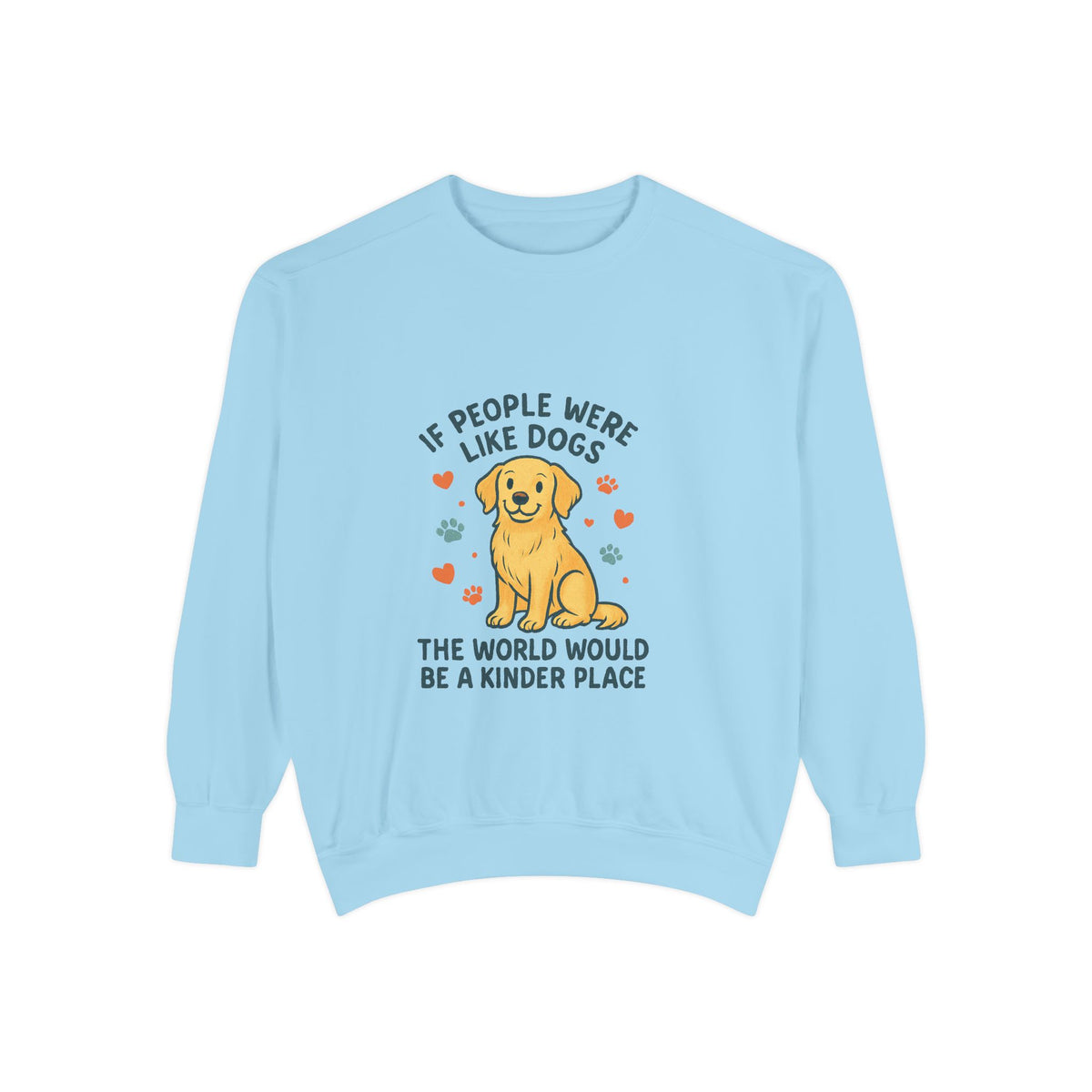 Light blue sweatshirt with a dog graphic crewneck sweatshirt