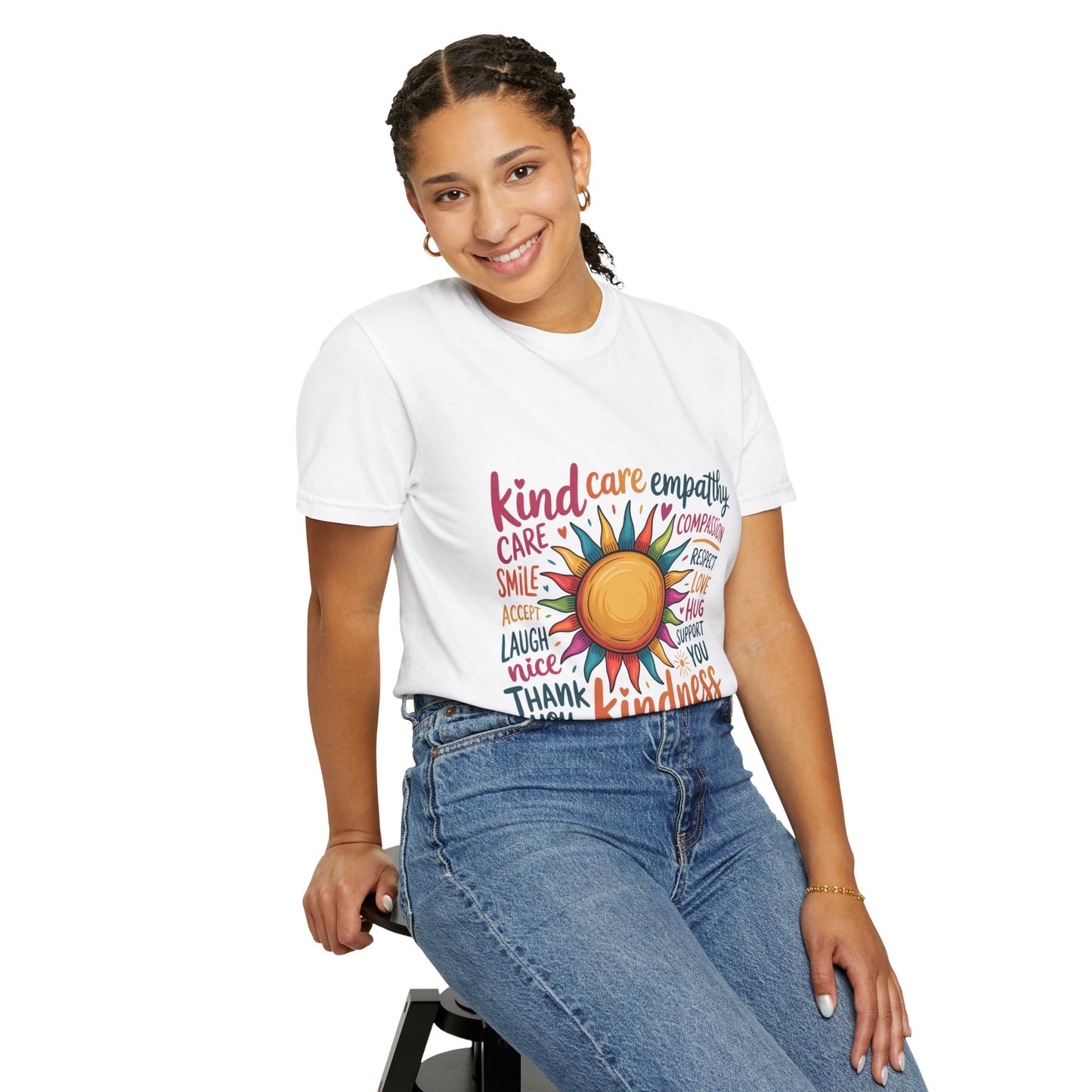 Colorful Inspiring Soft Tee with  Rays of Kindness