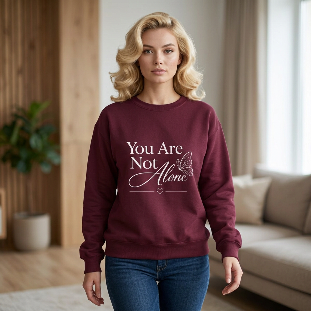 You Are Not Alone Crewneck Sweatshirt — Encouraging Butterfly Comfort Crew
