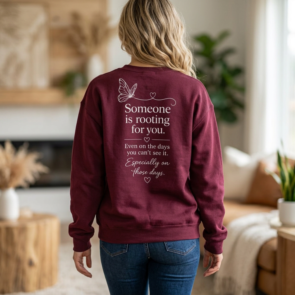 You Are Not Alone Crewneck Sweatshirt — Encouraging Butterfly Comfort Crew