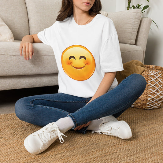 Smiling Emoji T-Shirt — Cute Blushing Smile Graphic Tee