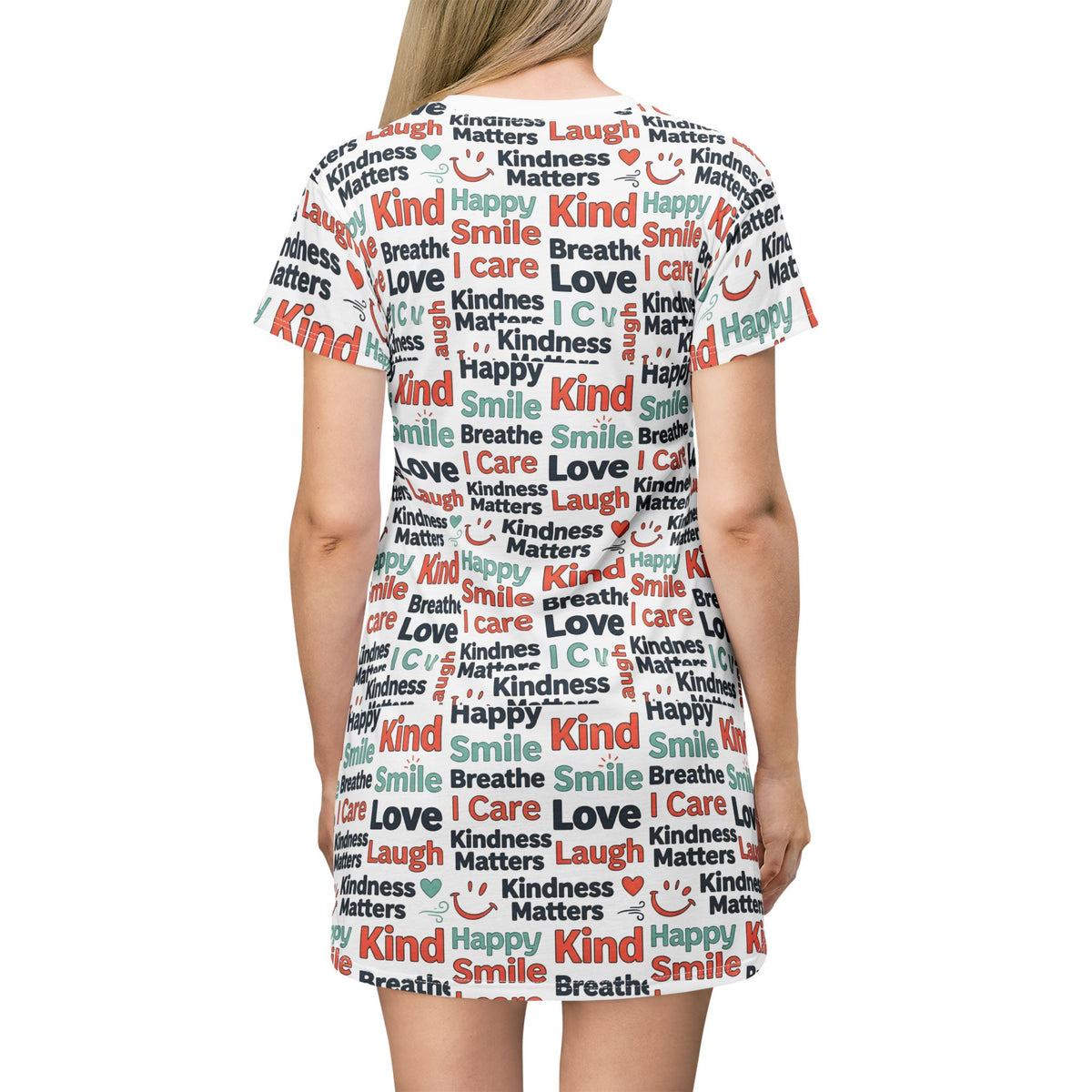 Uplifting Affirmations Classic T-Shirt Dress— All-Over Print T-Shirt Dress