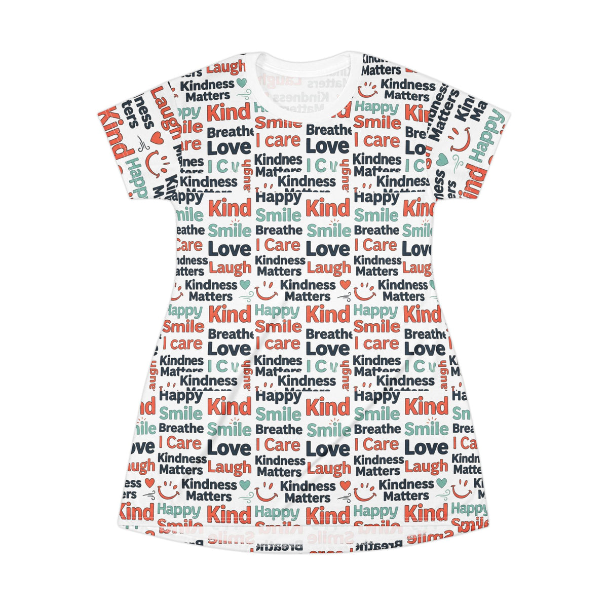 Uplifting Affirmations Classic T-Shirt Dress— All-Over Print T-Shirt Dress