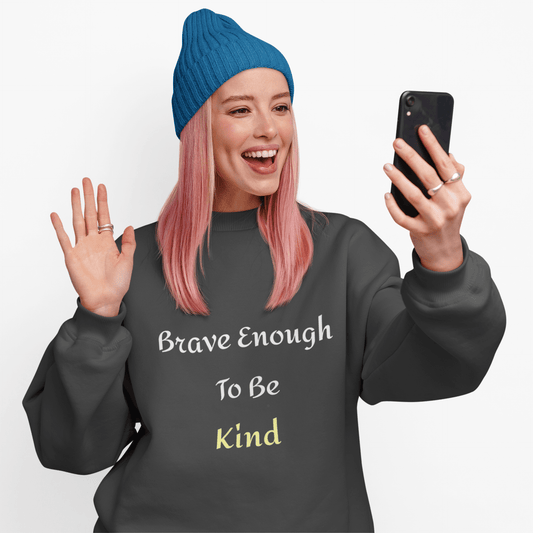 Brave Enough To Be Kind" Inspirational Raglan - Kindcore ComfortsBrave Enough To Be Kind" Inspirational Raglan - Kindcore ComfortsSSweatshirtPrintifyKindcore Comforts18727424717439636299