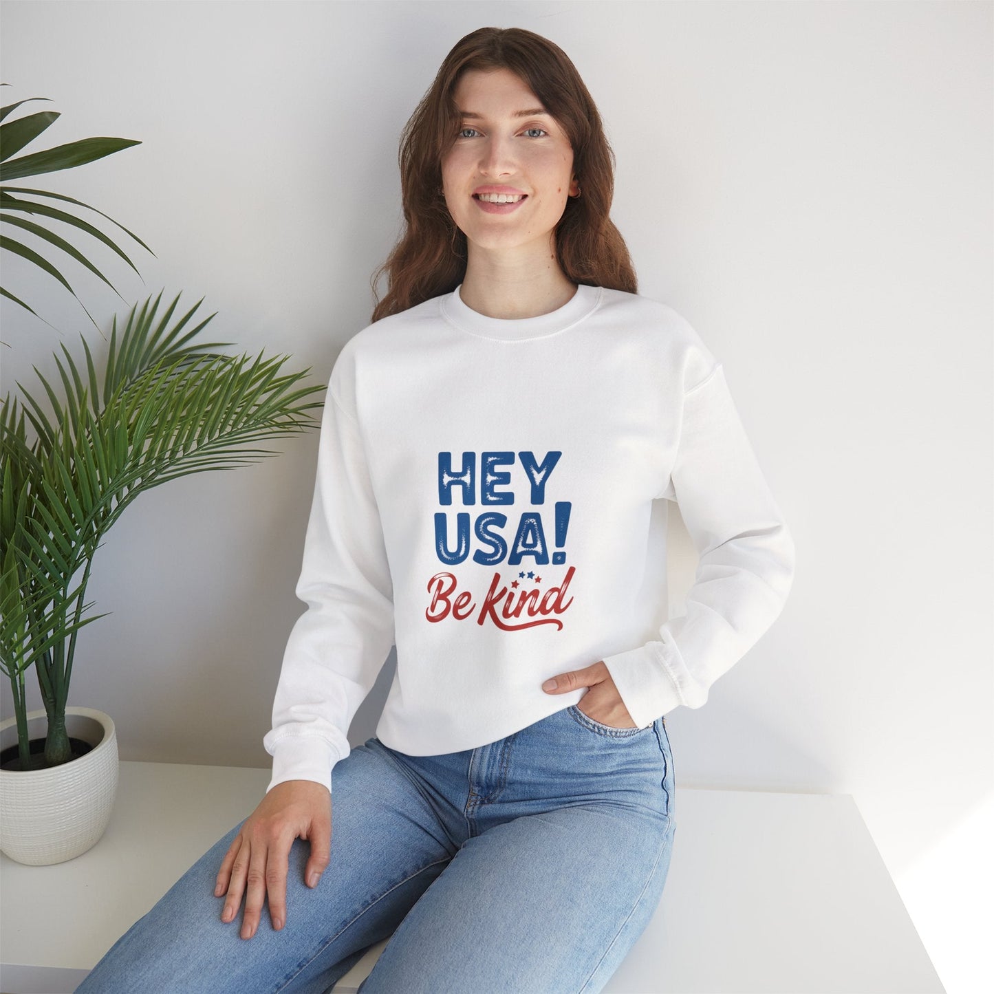 Hey USA! Be Kind and Stop The Hate - Kindcore ComfortsHey USA! Be Kind and Stop The Hate - Kindcore ComfortsSSweatshirtPrintifyKindcore Comforts30459606770275249280