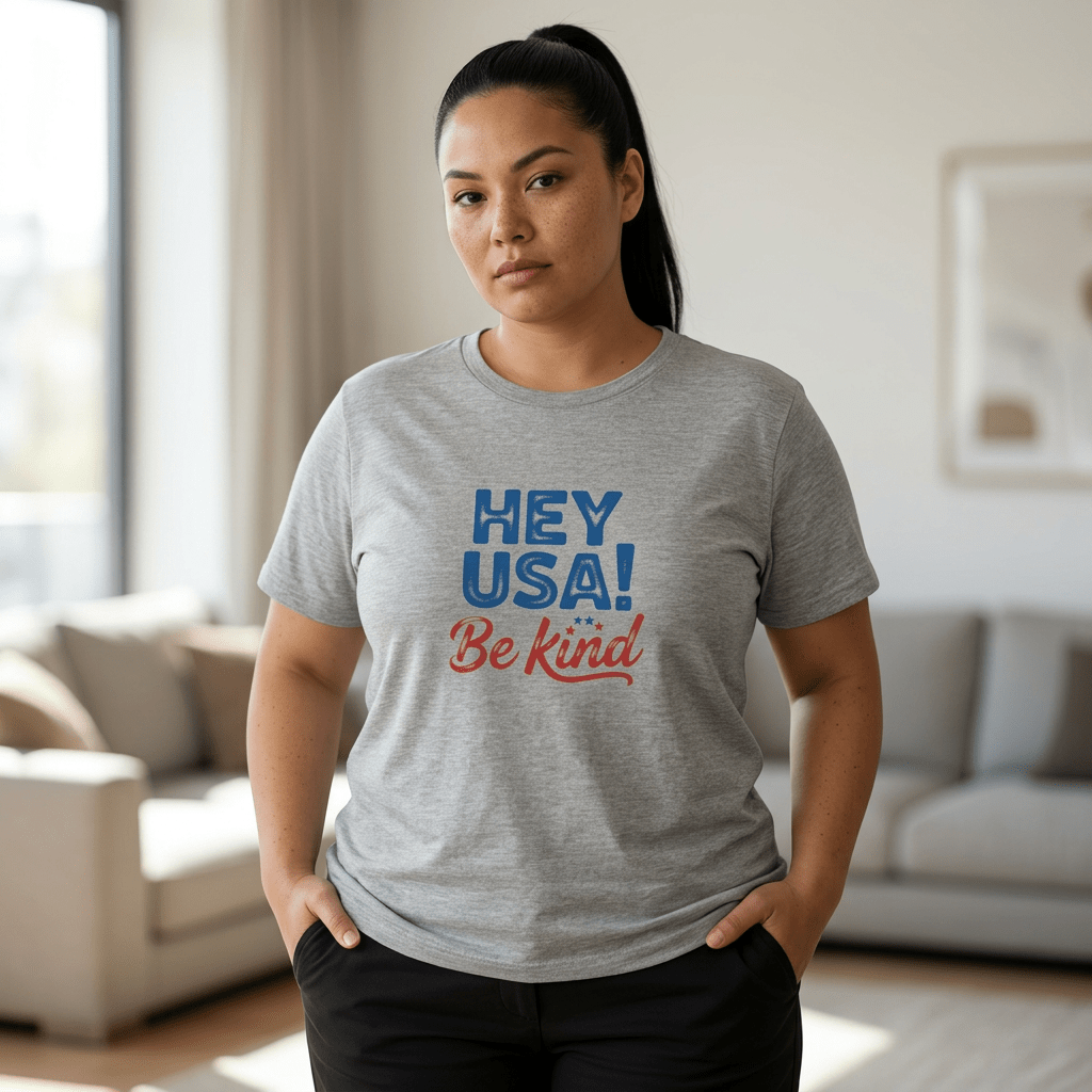 Hey USA! Be Kind Tee — Patriotic Positive Message T-Shirt - Kindcore ComfortsHey USA! Be Kind Tee — Patriotic Positive Message T-Shirt - Kindcore ComfortsAthletic HeatherT-ShirtPrintifyKindcore Comforts24599176145597606605