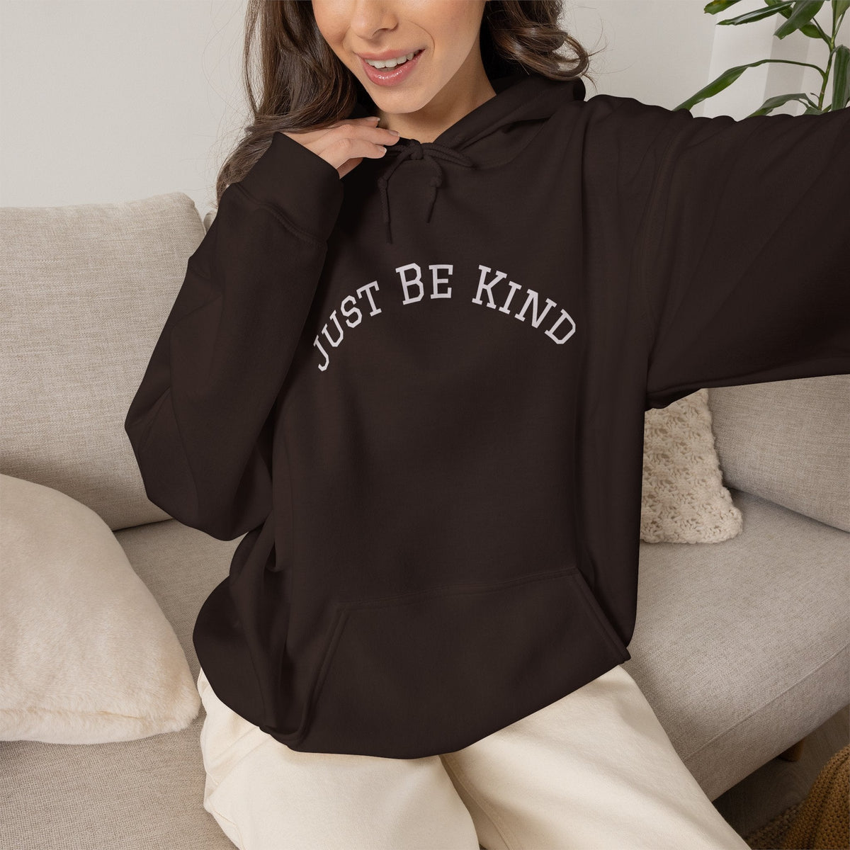 Just Be Kind Hoodie Sweatshirt - Kindcore ComfortsJust Be Kind Hoodie SweatshirtDark ChocolateHoodiePrintifyKindcore Comforts10400722586396207594
