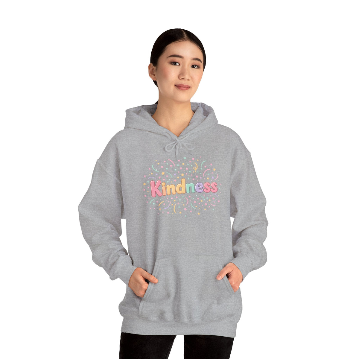 Kindness Hoodie A Happy Way to Say How You Feel - Cozy Pastel Sweatshirt for Women gray