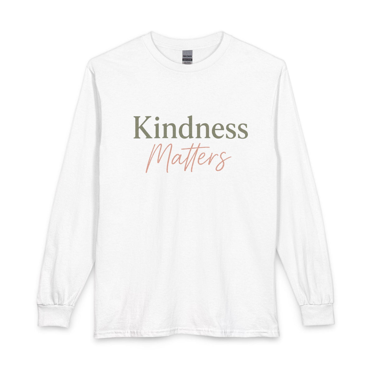 Kindness Matters Long Sleeve Tee - Kindcore ComfortsWhite long-sleeve shirt with 'Kindness Matters' text on a white backgroundWhiteT-ShirtPrintifyKindcore Comforts25066692061142331778