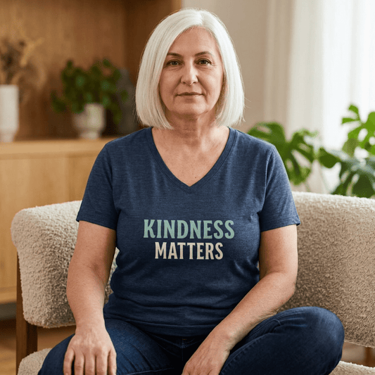 Kindness Matters V‑Neck Tee — Inspirational Women's Positive Message Shirt - Kindcore ComfortsKindness Matters V‑Neck Tee — Inspirational Women's Positive Message ShirtST-ShirtPrintifyKindcore Comforts19209838402899430789