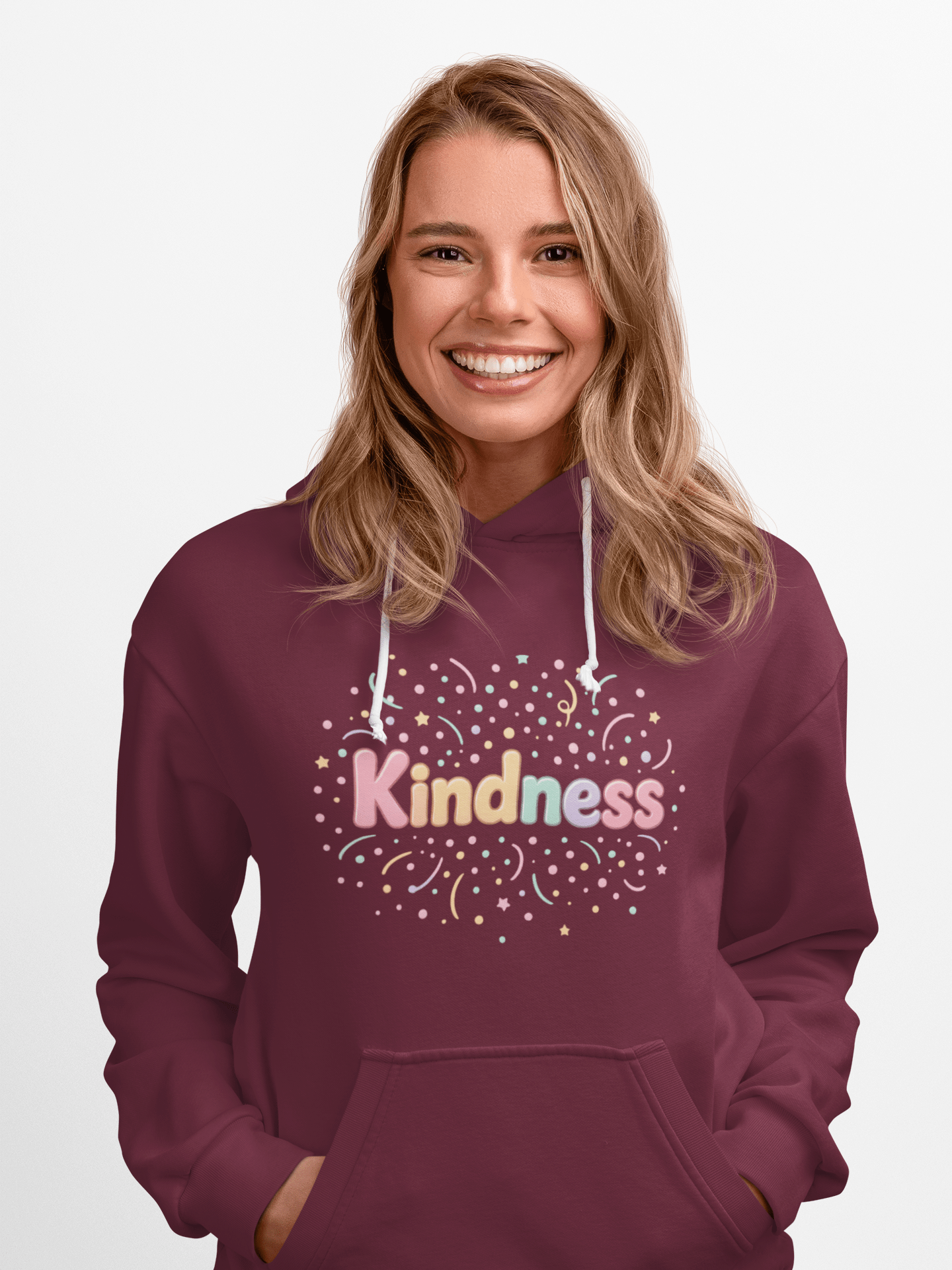 Kindness Pastel Hoodie – Cute Rainbow ‘Kindness’ Graphic hoodie - Kindcore ComfortsKindness Pastel Hoodie – Cute Rainbow ‘Kindness’ Graphic hoodie - Kindcore ComfortsMaroonHoodiePrintifyKindcore Comforts31220129231518345609