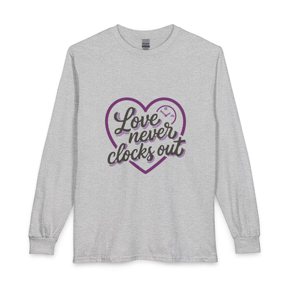 Long Sleeve Tee — "Love Never Clocks Out" | Dementia Sucks Awareness Shirt - Kindcore ComfortsLong Sleeve Tee — "Love Never Clocks Out" | Dementia Sucks Awareness ShirtSport GreyT-ShirtPrintifyKindcore Comforts33420243830807058178