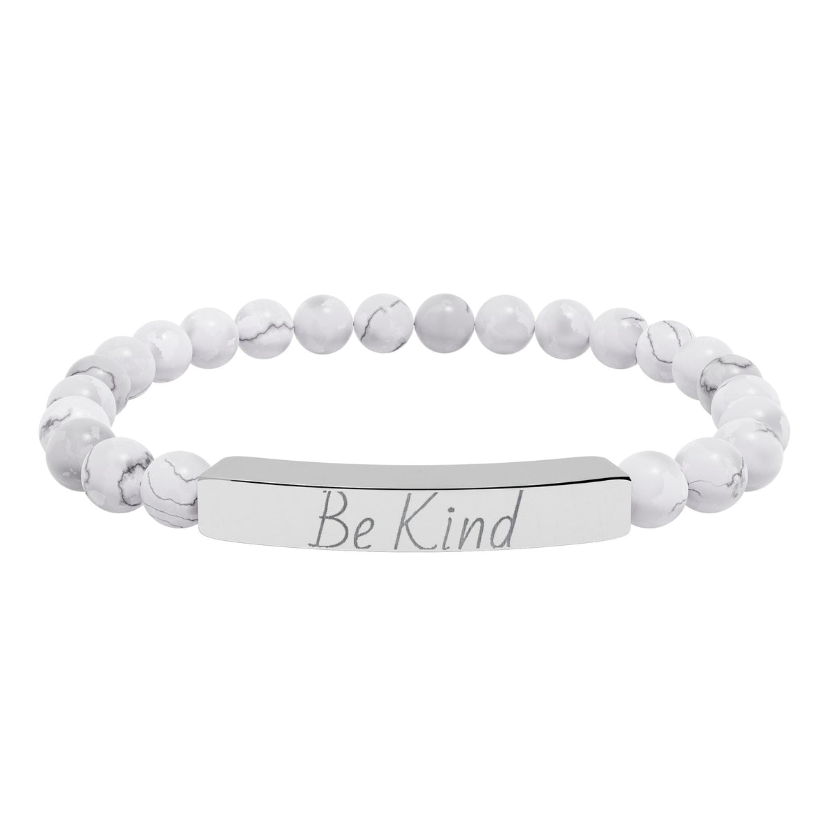 Natural Stone Motivational Bracelet - 'Be Kind' Engraved Stretch Bar - Kindcore ComfortsNatural Stone Motivational Bracelet - 'Be Kind' Engraved Stretch BarOne SizeHowliteAccessoriesPrintifyKindcore Comforts25805715515479409564