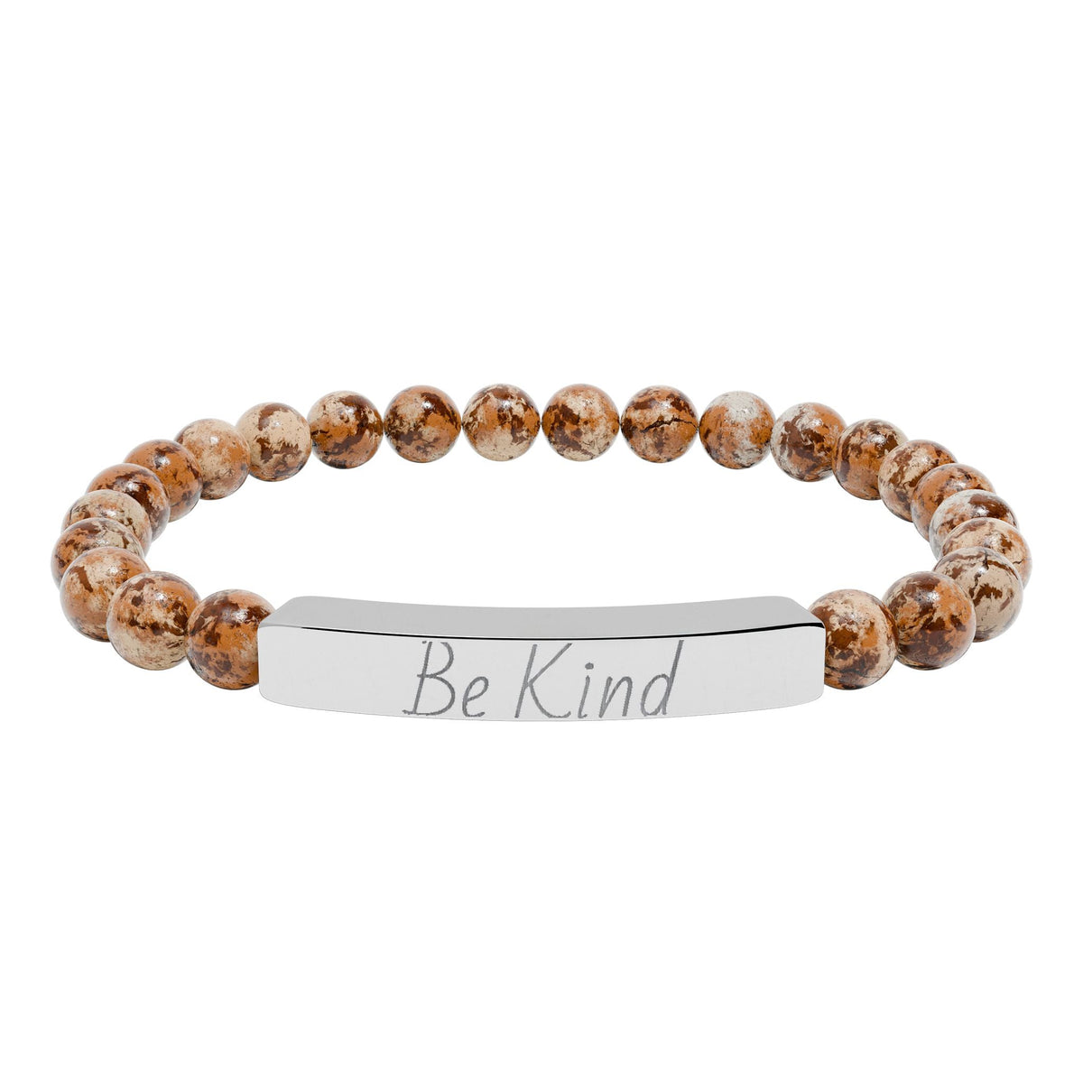 Natural Stone Motivational Bracelet - 'Be Kind' Engraved Stretch Bar - Kindcore ComfortsNatural Stone Motivational Bracelet - 'Be Kind' Engraved Stretch BarOne SizePicture JasperAccessoriesPrintifyKindcore Comforts25987651837745853828