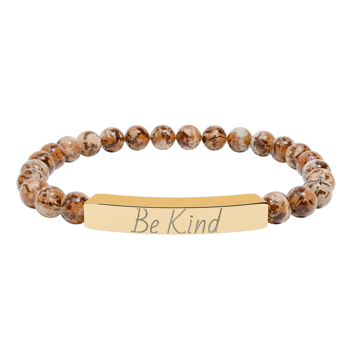 Natural Stone Motivational Bracelet - 'Be Kind' Engraved Stretch Bar - Kindcore ComfortsNatural Stone Motivational Bracelet - 'Be Kind' Engraved Stretch BarOne SizePicture JasperAccessoriesPrintifyKindcore Comforts33863904133263163761