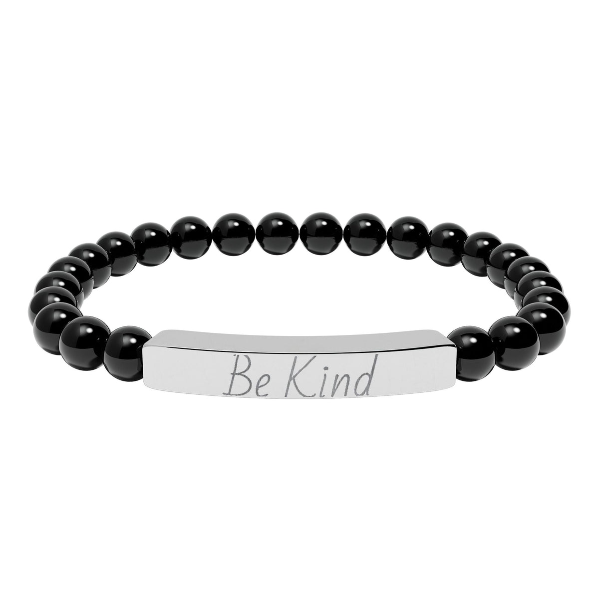 Natural Stone Motivational Bracelet - 'Be Kind' Engraved Stretch Bar - Kindcore ComfortsNatural Stone Motivational Bracelet - 'Be Kind' Engraved Stretch BarOne SizeHowliteAccessoriesPrintifyKindcore Comforts25805715515479409564