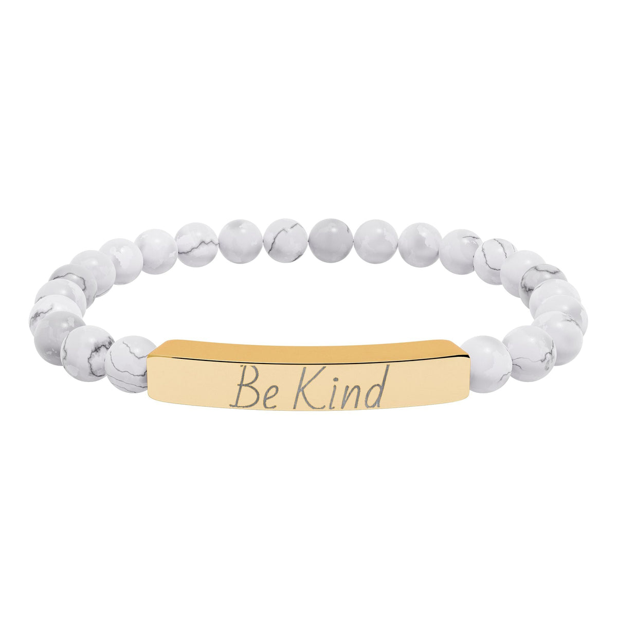 Natural Stone Motivational Bracelet - 'Be Kind' Engraved Stretch Bar - Kindcore ComfortsNatural Stone Motivational Bracelet - 'Be Kind' Engraved Stretch BarOne SizeHowliteAccessoriesPrintifyKindcore Comforts14119002244991241906
