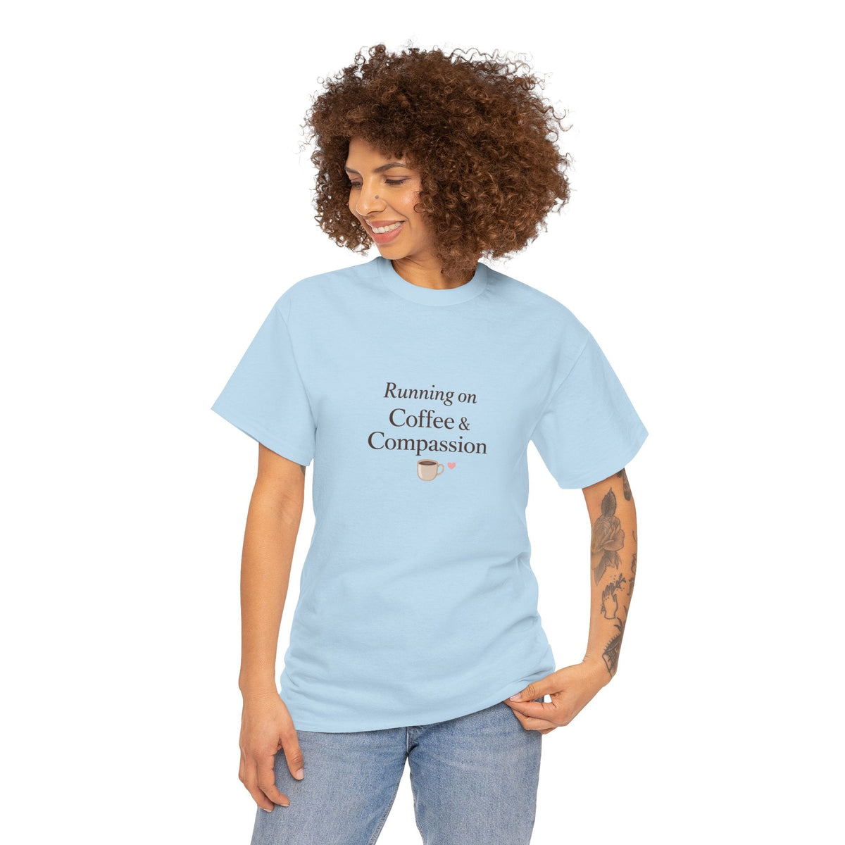 Running on Compassion and Coffee T-Shirt — Funny Relatable Tee for Coffee Lovers - Kindcore ComfortsRunning on Compassion and Coffee T-Shirt — Funny Relatable Tee for Coffee LoversST-ShirtPrintifyKindcore Comforts14034276197217115148