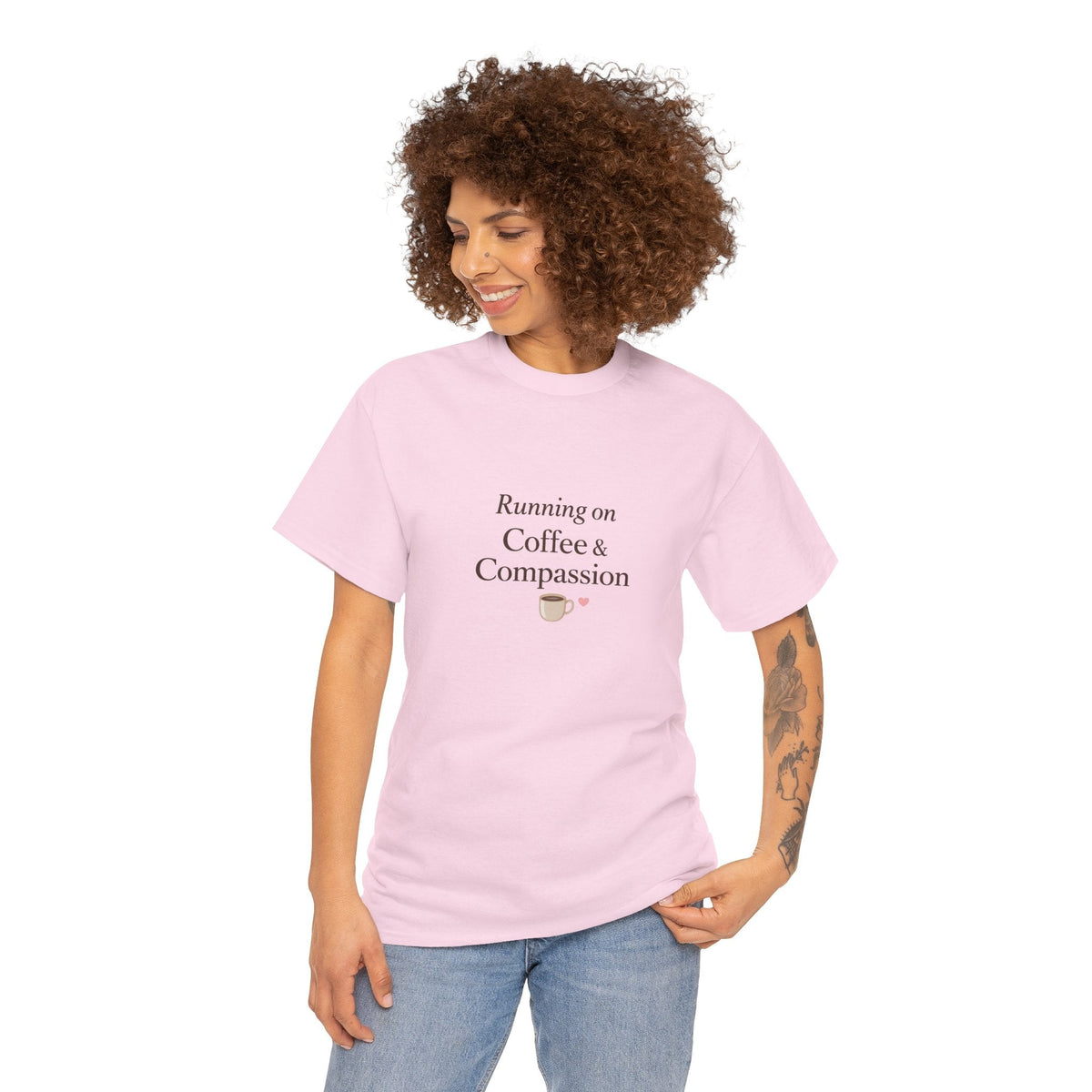 Running on Compassion and Coffee T-Shirt — Funny Relatable Tee for Coffee Lovers - Kindcore ComfortsRunning on Compassion and Coffee T-Shirt — Funny Relatable Tee for Coffee LoversST-ShirtPrintifyKindcore Comforts14034276197217115148
