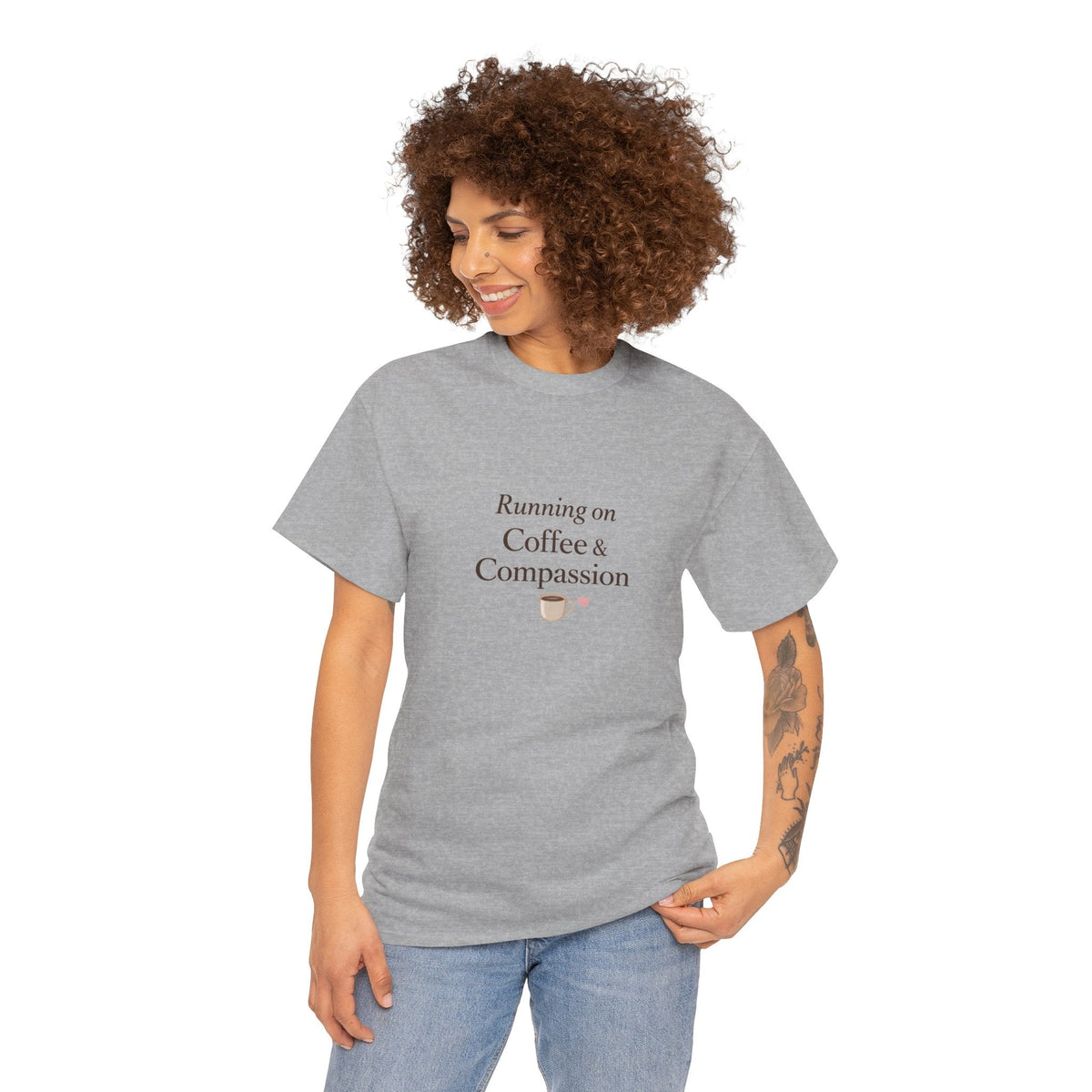 Running on Compassion and Coffee T-Shirt — Funny Relatable Tee for Coffee Lovers - Kindcore ComfortsRunning on Compassion and Coffee T-Shirt — Funny Relatable Tee for Coffee LoversST-ShirtPrintifyKindcore Comforts14034276197217115148