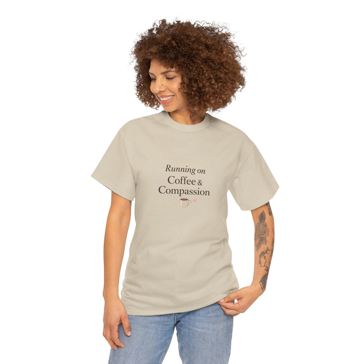 Running on Compassion and Coffee T-Shirt — Funny Relatable Tee for Coffee Lovers - Kindcore ComfortsRunning on Compassion and Coffee T-Shirt — Funny Relatable Tee for Coffee LoversST-ShirtPrintifyKindcore Comforts14034276197217115148