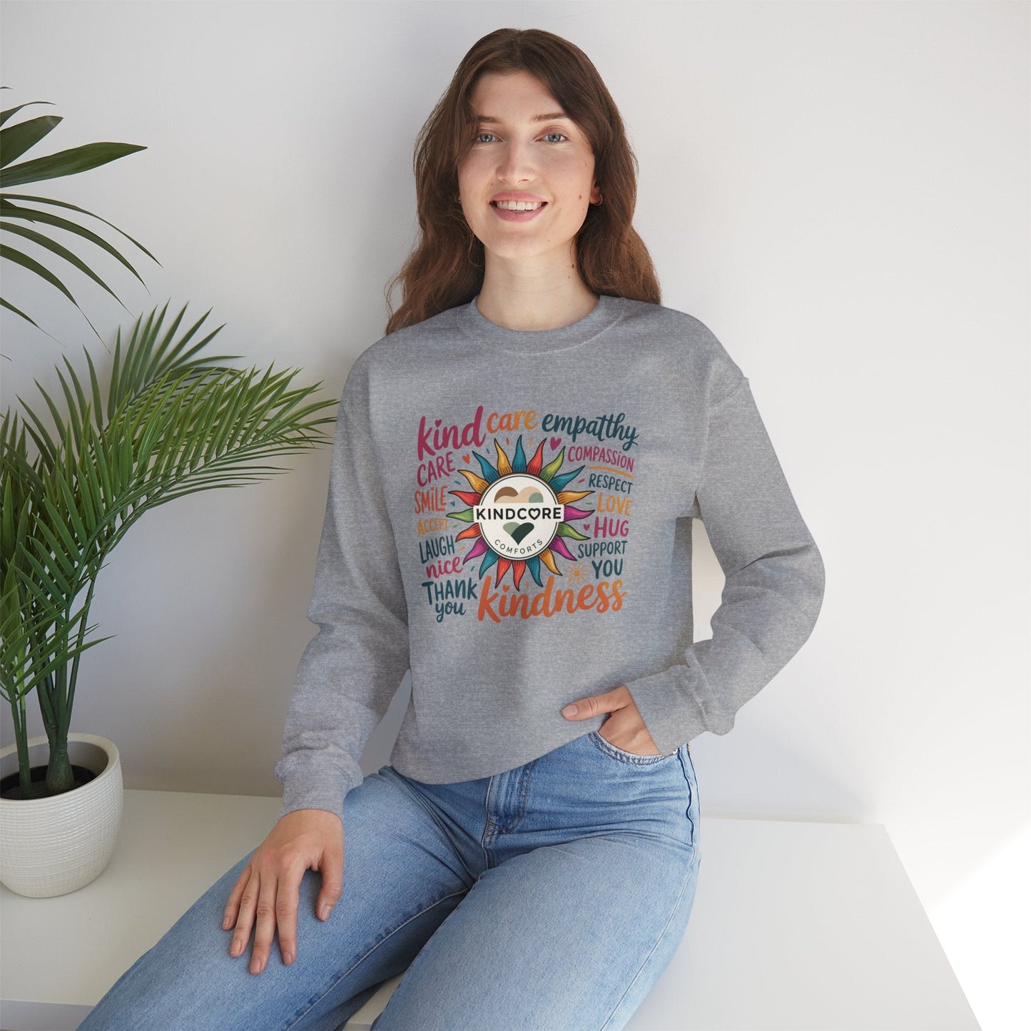 Sunburst filled with Kindness Crewneck - Kindcore ComfortsSunburst filled with Kindness Crewneck - Kindcore ComfortsSSweatshirtPrintifyKindcore Comforts18780325614349131244