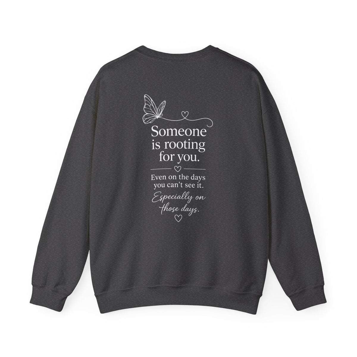 You Are Not Alone Crewneck Sweatshirt — Encouraging Butterfly Comfort Crew - Kindcore ComfortsYou Are Not Alone Crewneck Sweatshirt — Encouraging Butterfly Comfort CrewDark HeatherSweatshirtPrintifyKindcore Comforts32589151374803050110